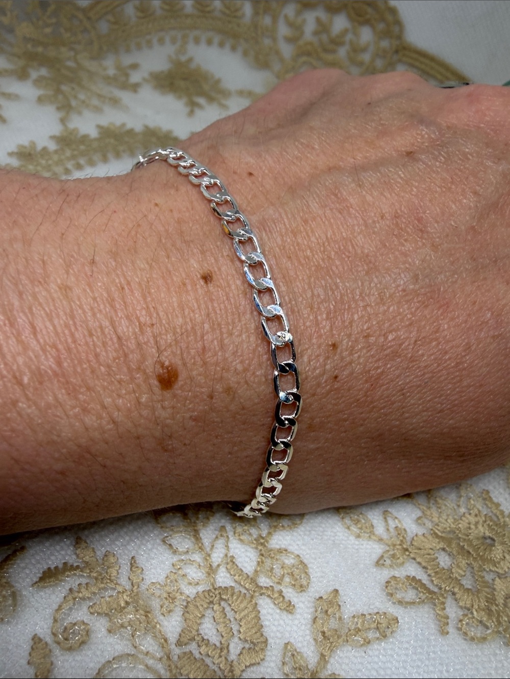 925 Sterling Silver Flat Cuban Chain Bracelet – Sleek High Shine Unisex 7.5”